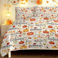 BlessLiving Quilts Queen Size Pumpkin Maple Leaves Halloween Fall Bedding by BlessLiving