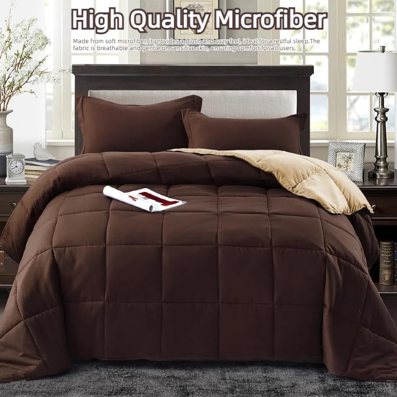 HOMME King Size 3 Pieces All Season Soft Comfortable Down Alternative Reversible Quilted Oversize Comforter Set School Dorm, Machine Washable - Image 3
