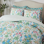 HoneiLife Floral Quilt Queen Size - Microfiber Quilt Sets 3-Piece, Spring Bedspreads Wildflower Coverlets Lightweight Bed Cover, King Quilt Bedding Sets Summer Quilts - Image 4