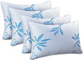 Bamboo Fiber Pillow, Soft and Compact Camping Fiber Pillow, Fresh Design Cool Pillow, Ergonomic, Suitable for Bedroom, Living Room, Hotel Camping (Bamboo Blue 4pcs, King (U.S. Standard)) by KJJDOO