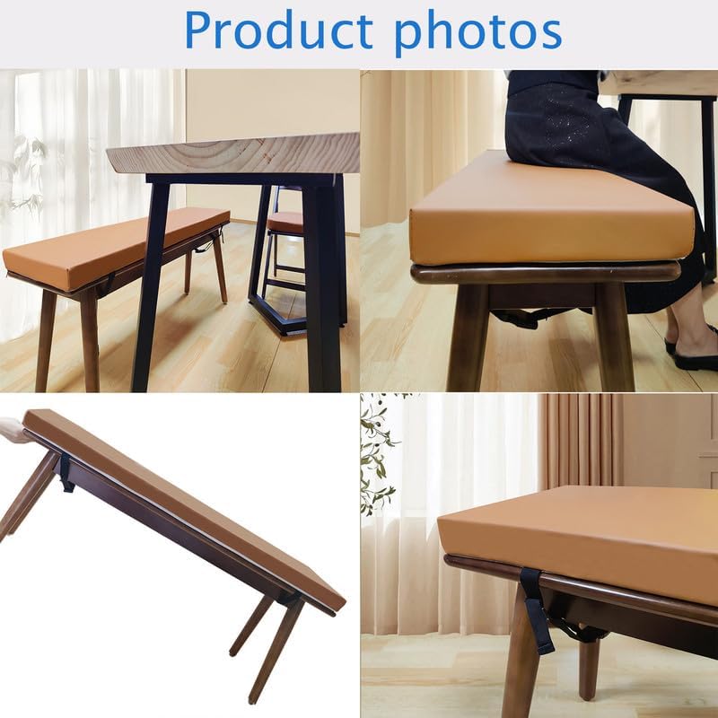 Picnic Bench Cushions 120x30x3cm(47.3x11.8x1.2in PU Leather Bench Cushion Thick Bay Window Seat Cushion Long Chair Pad for Dining Shoes Bench Settee Patio - Image 4