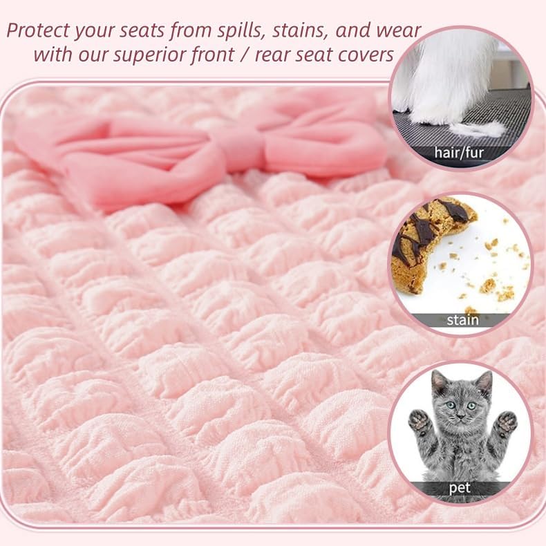 Car Front Seat Covers,Pink Bowknot Car Accessories for Women – 1 Seat Cover - Image 7