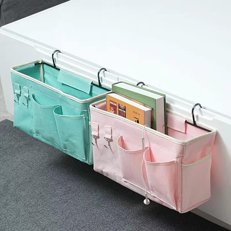 School dormitory upper bunk bedside storage hanging bag bedside fabric sundries hanging basket household essential storage (pink clouds, 38 * 21 * 13) - Image 3