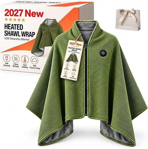 2027 Upgrade Heated Shawl Wraps for Women, Cordless Heat Cape，Green by Unknown