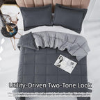 HOMME King Size 3 Pieces All Season Soft Comfortable Down Alternative Reversible Quilted Oversize Comforter Set School Dorm, Machine Washable - Image 4