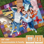 Mushroom Picnic Blankets Waterproof Foldable Picnic Outdoor Blanket 80"x 60" Picnic Mat 3-Layer Thicking Outdoor Foldable Blankets Sandproof Lightweight Beach Blankets with Strap Machine Washable - Image 4