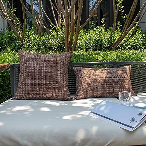 Kevin Textile Outdoor Waterproof 24x24 Inch Pillow Covers 2 Pack, Brown - Image 6