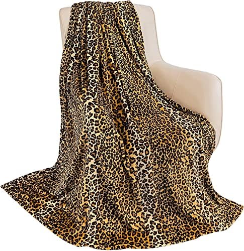 MACEVIA Flannel Fleece Queen Blanket for Couch, Leopard Print Blankets for Adult, Fuzzy Cozy Soft Fluffy Plush Cheetah Blanket for Bed Sofa 260GSM, Suitable for All Seasons (Brown Leopard,90x90inches) by Macevia