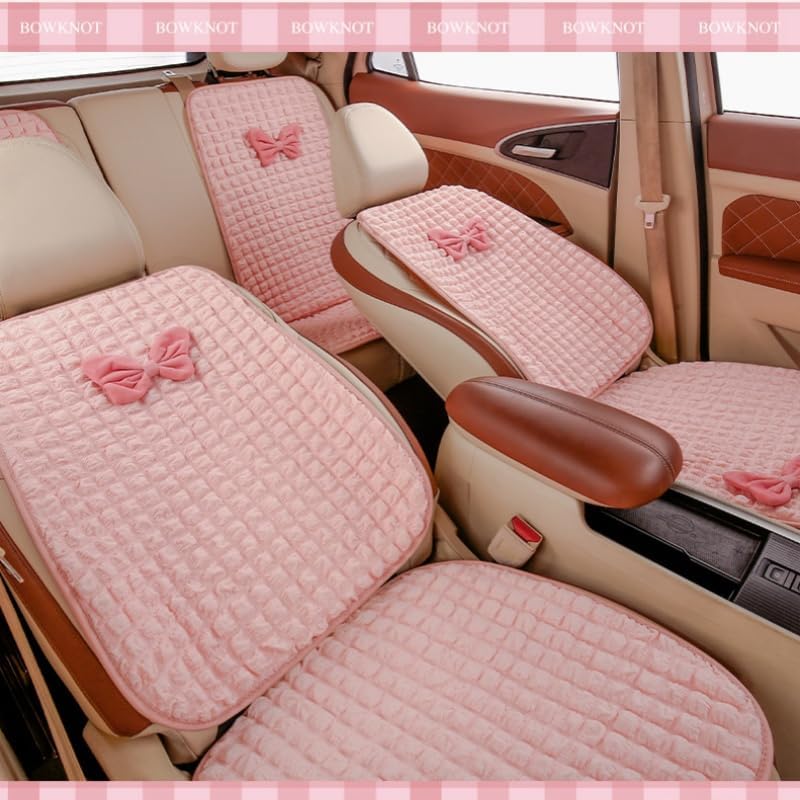 Pink Car Back Seat Cover Protectors with Cute Bowknot, Car Rear Bench Cover - Image 6