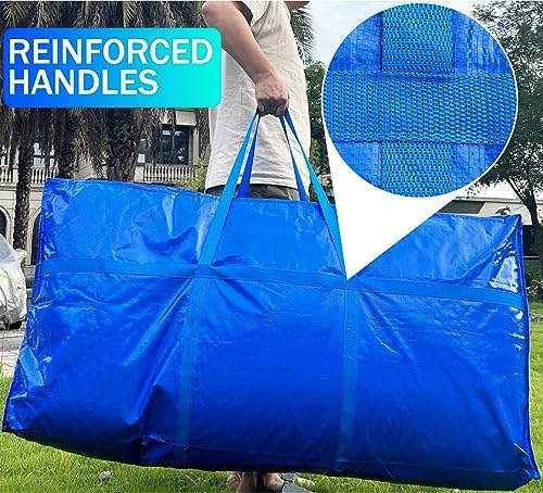 1-Pack 66 Gallon Heavy Duty Storage Bags, Extra Large Zippered Duffle Totes for Moving, Travel, Bedding & Christmas Tree(Blue,250L-1 Pack) - Image 4