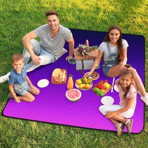 Zipper Foldable Picnic Blanket Ombre Pattern Purple 78.7x78.7 Inch - Image 7