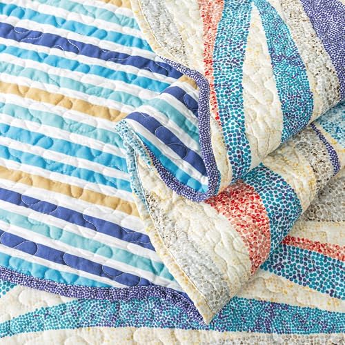 HoneiLife King Quilt Bedding Set - 3 Pieces Beach Quilt Sets Coastal Bedspreads Ocean Coverlets Microfiber Bed Cover All Season Quilts - Image 7