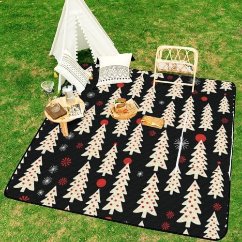 Waterproof Zipper Foldable Travel Blanket Christmas Tree Red 78.7"x78.7" - Image 6
