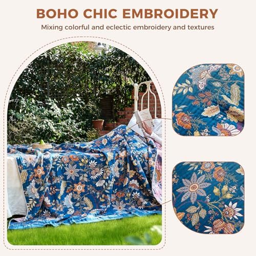LUTBM Boho Throw Blanket for Couch 50"x60", Cotton Decorative Bed Throw - Image 3