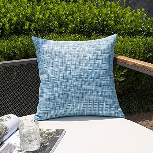 Kevin Textile Outdoor Waterproof 26"x26" Pillow Covers 2 Pack, Light Blue - Image 6