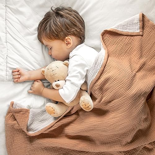 lulumoon Muslin Baby Blanket Neutral: Cotton Toddler Blanket for Daycare - Image 2