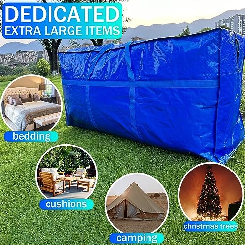 1-Pack 66 Gallon Heavy Duty Storage Bags, Extra Large Zippered Duffle Totes for Moving, Travel, Bedding & Christmas Tree(Blue,250L-1 Pack) - Image 3