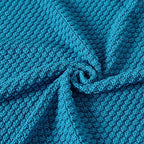 Longhui bedding 100% Cotton Knitted Throw Blanket – Teal, Soft & Cozy, Machine Washable, 51"x63" – Perfect for Living Room, Couch, Sofa, Bed or Travel - Image 3