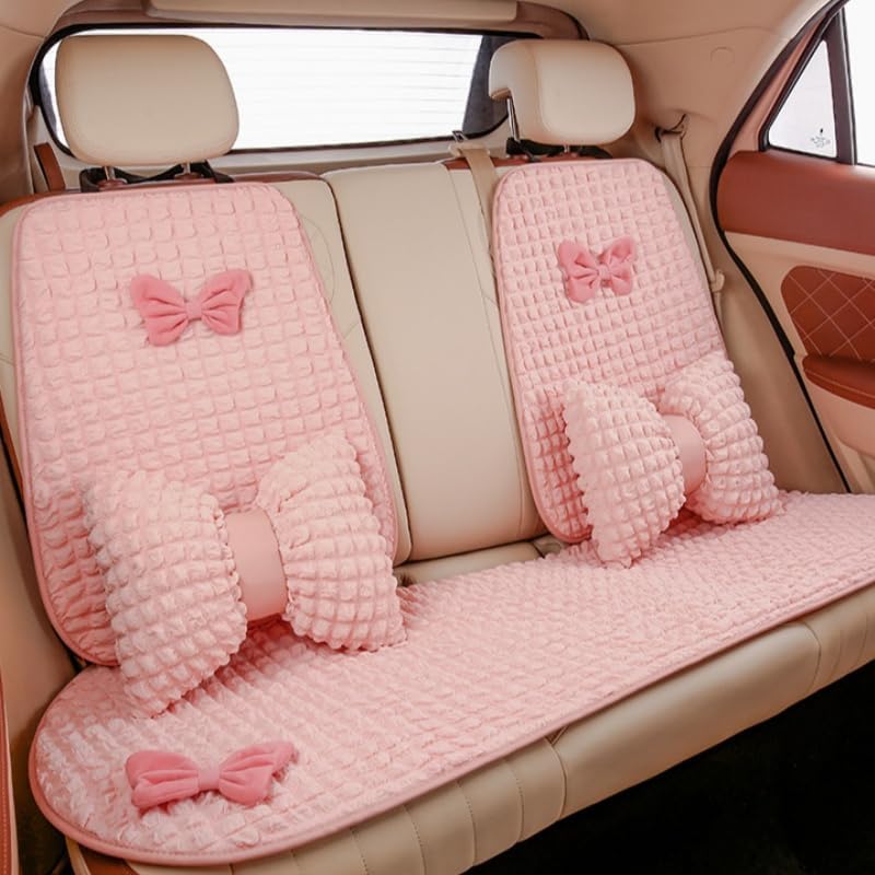 Pink Car Back Seat Cover Protectors with Cute Bowknot, Car Rear Bench Cover - Image 5