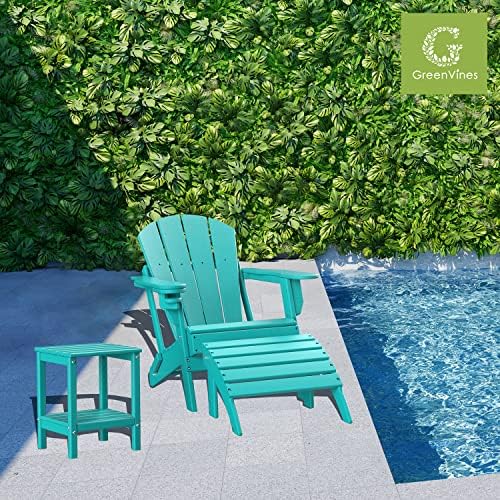 GREENVINES Adirondack Ottoman, HDPE Plastic, Aqua - Image 4