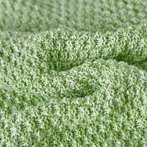 Longhui bedding 100% Cotton Knitted Throw Blanket – Green, Soft & Cozy, Machine Washable, 60"x80" – Perfect for Living Room, Couch, Sofa, Bed or Travel - Image 3
