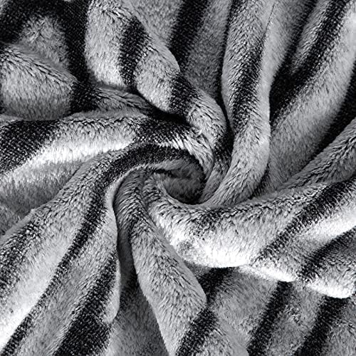 MACEVIA Sherpa Fleece Throw Blanket for Couch 3D Zebra Blanket Fuzzy Thick Warm Reversible Cozy Comfy Super Soft Blanket for Bed Sofa 490GSM - Black Zebra,50x60In - Image 3
