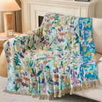 Boho Throw Blanket, 100% Soft Cotton Floral Quilt, Queen 80"x 90" - Image 5