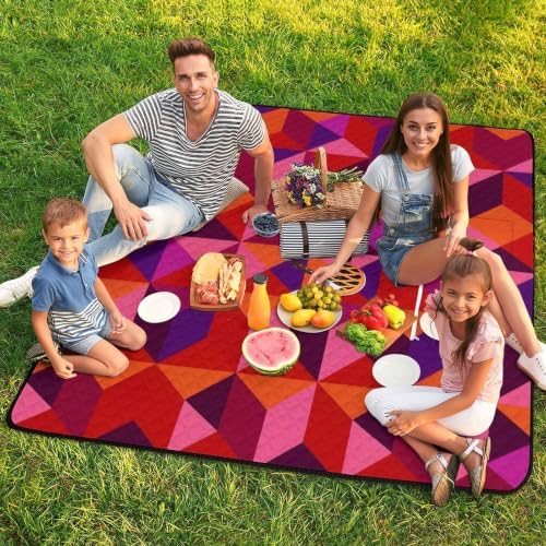 Large Waterproof Picnic Blankets Abstract Pattern Pink Red 78.7"x78.7" - Image 7
