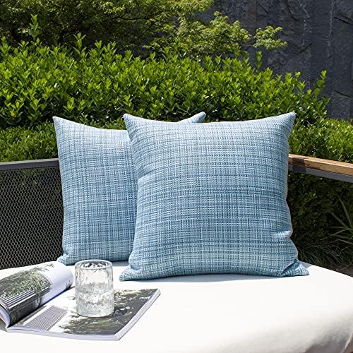 Kevin Textile Outdoor Waterproof 26"x26" Pillow Covers 2 Pack, Light Blue by KevinTextile