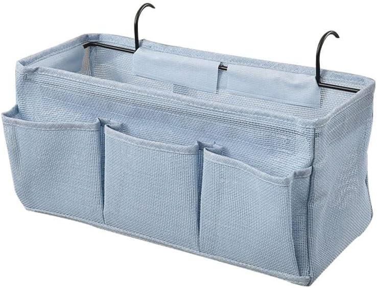 Bed Hanging Storage Bag，Bed Side Storage Pocket，Bunk Bed Hanging Storage Caddy with Hooks and Pockets for Bunk Beds Rails Book Phone Glasses Storage(Blue (Bedside Model)) by Unknown