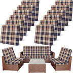 Newwiee 8 Pcs Patio Outdoor Cushion Covers,Plaid,Vintage Brown Navy by Newwiee