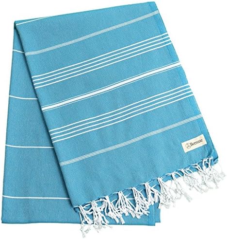 Bersuse Towels Anatolia XL Beach Blanket Throw Blanket Turkish Towel 100% Cotton Extra-Large Quick-Dry Lightweight Premium Peshtemal Towel - 61x82 Inches, Sea Blue - Image 4