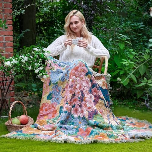LUTBM Boho Throw Blanket for Bed 60"x80", All Season Cotton Couch Blankets - Image 5
