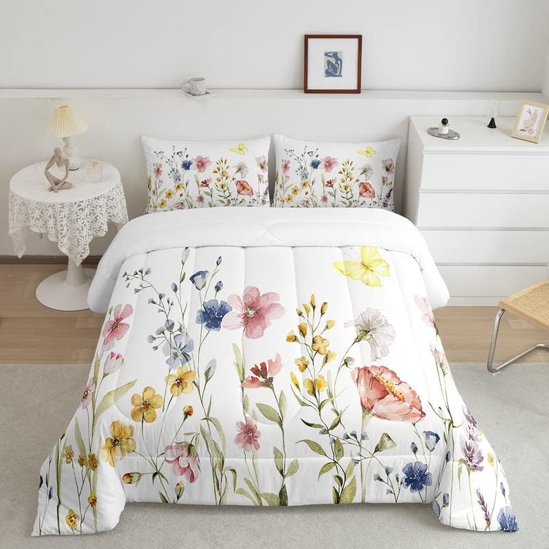 Feelyou Floral Bedding Set Kids Botanical Fowers Comforter Set Garden by Feelyou