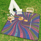 Large Foldable Picnic Blanket Abstract Print Purple Pink 78.7x78.7 Inch - Image 6