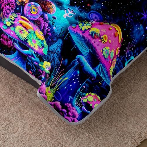HOSIMA Mushroom King Quilt,Fantasy Galaxy Bedspread with 2 Pillowcases. - Image 4