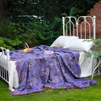 LUTBM Boho Throw Blanket for Bed 60"x80", 100% Cotton Purple Couch Blankets - Image 5