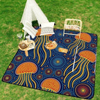 Zipper Foldable Picnic Blanket Jellyfish Orange Yellow 78.7x78.7 Inch - Image 6