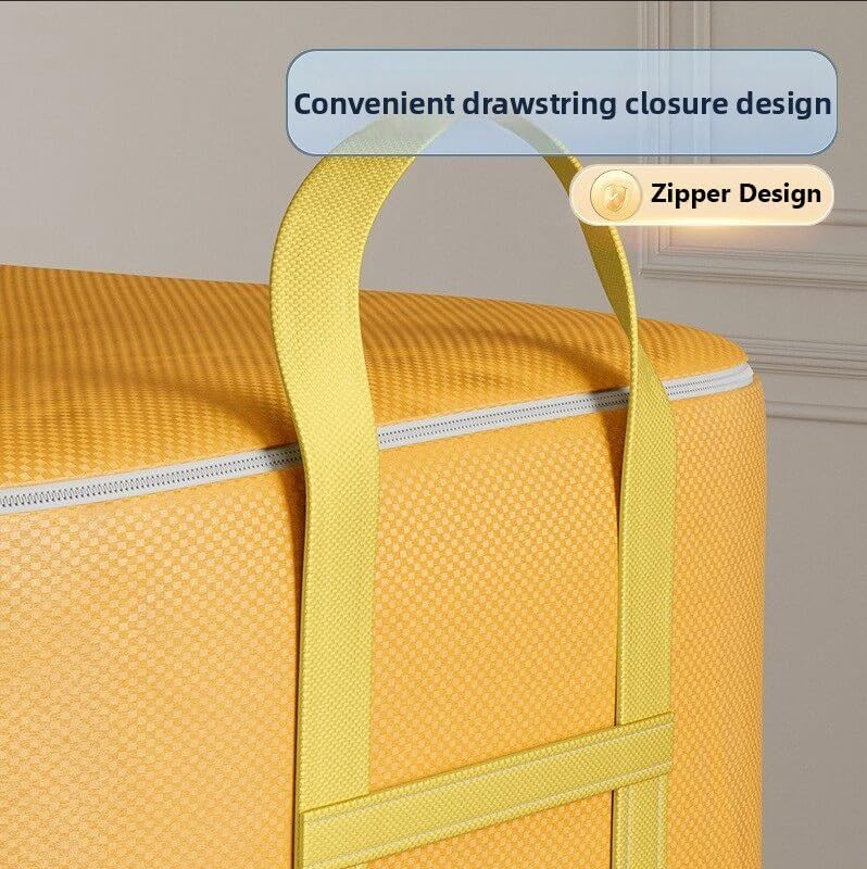 180/240/260/350L Extra Large Clothes Storage Bags,Moving Bags with Reinforced Handles Zippers Folding Storage and Organization Bag for Clothing Comforters Bedding(Yellow:350L-60x75x80cm) - Image 5