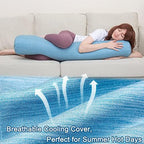 1 MIDDLE ONE Body Pillow, Bolster Pillow with Cooling Cover, Long Round Roll Cylinder Pillow for Bed, 47" x 7.87", Blue - Image 2