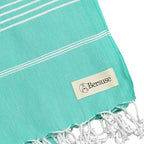 Bersuse Towels Anatolia XL Beach Blanket Throw Blanket Turkish Towel 100% Cotton Extra-Large Quick-Dry Lightweight Premium Peshtemal Towel - 61x82 Inches, Mint Green - Image 6