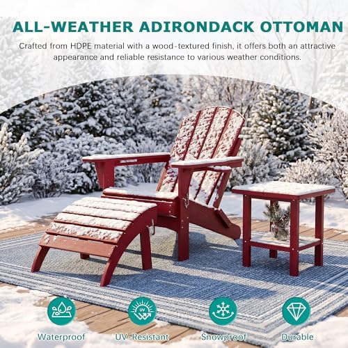 PLUUV Folding Adirondack Ottoman Footrest for Adirondack Chair, Red - Image 2