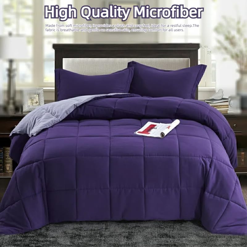 HOMME Over Size 3 Pieces All Season Soft Comfortable Down Alternative Reversible Quilted Oversize Comforter Set School Dorm, Machine Washable - Image 3