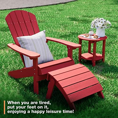 YEFU Folding Adirondack Ottoman Outdoor Set of 4, Red - Image 2