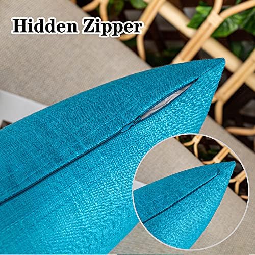 Kevin Textile Outdoor Waterproof 26”x26” Pillow Covers 2 Pack, Peacock Blue - Image 3