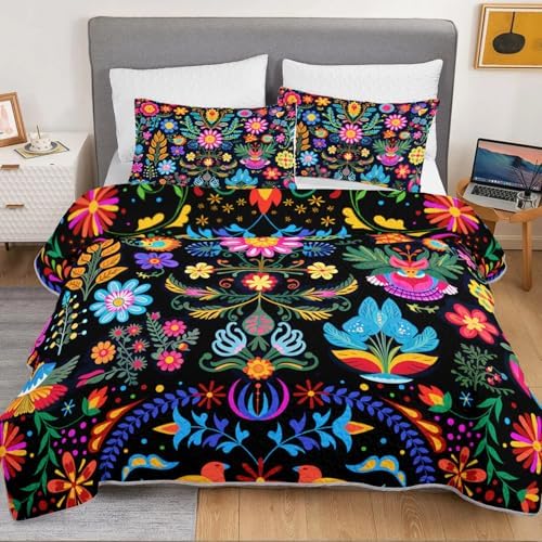 HOSIMA Bohemia Style Floral Quilt King for Adult Women with 2 Pillowcases. - Image 3
