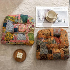 vctops 2 Pack Boho Paisley Chair Cushions with Ties Patchwork U-Shaped Soft Cozy Cotton Linen Chair Pads Non Slip Seat Cushions for Indoor Dining Room and Kitchen Chairs (Tan,16"x16") - Image 4