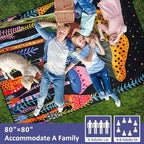 Mushroom Picnic Blankets Waterproof Foldable Picnic Outdoor Blanket 80"x 80" Picnic Mat 3-Layer Thicking Outdoor Foldable Blankets Sandproof Lightweight Beach Blankets with Strap Machine Washable - Image 4