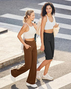 G4Free EverGoing Wide Leg Yoga Pants for Women Crossover Waist with Pockets - Image 3
