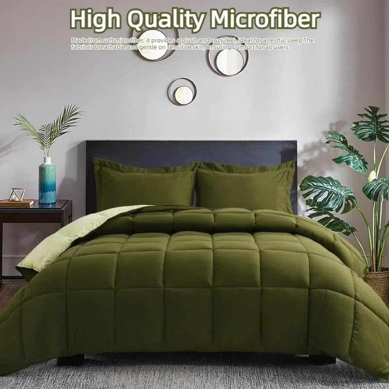 HOMME King Size 3 Pieces All Season Soft Comfortable Down Alternative Reversible Quilted Oversize Comforter Set School Dorm, Machine Washable - Image 3